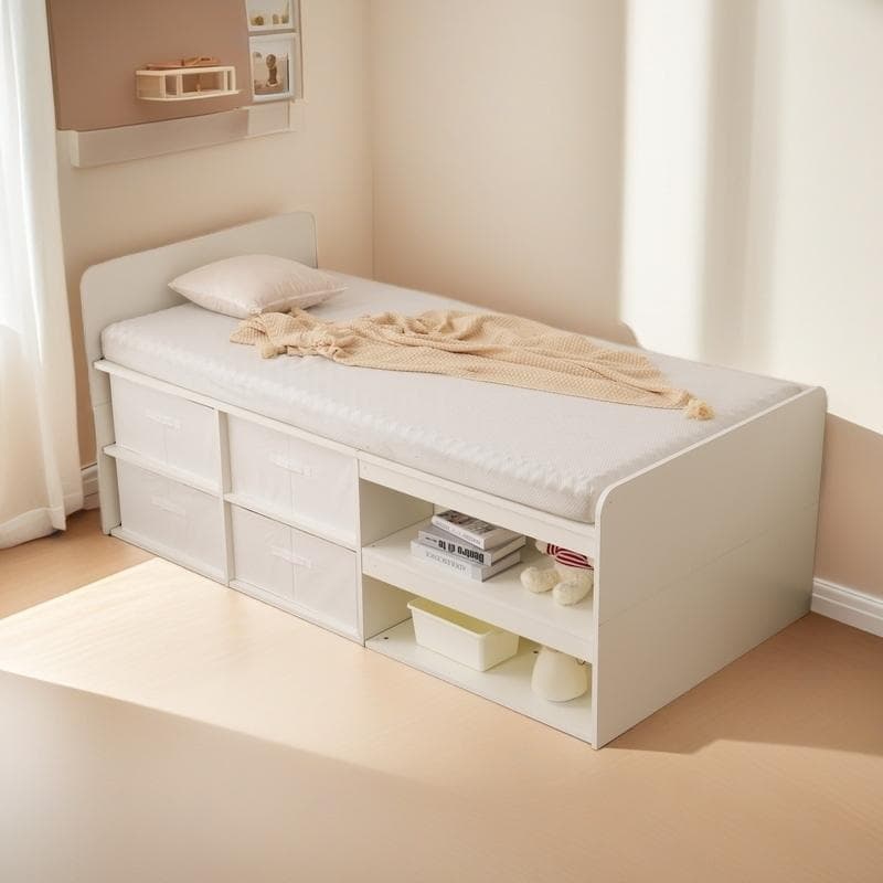 数量限定！シングルベッド 高いベッド シングル 収納付き 収納ボックス付