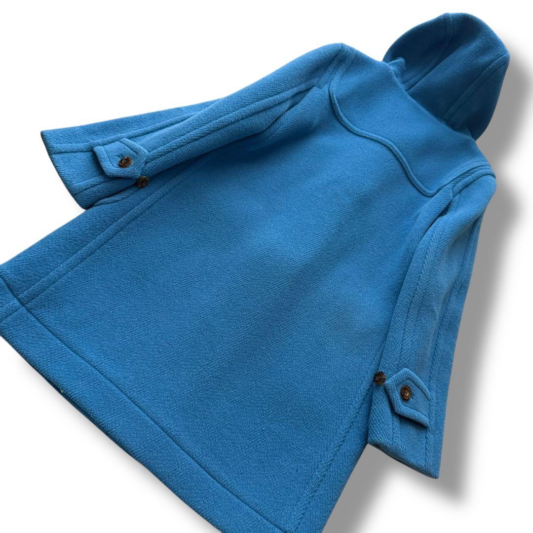 美品 OLD ENGLAND ヘリンボーン生地ダッフルコート ブルー