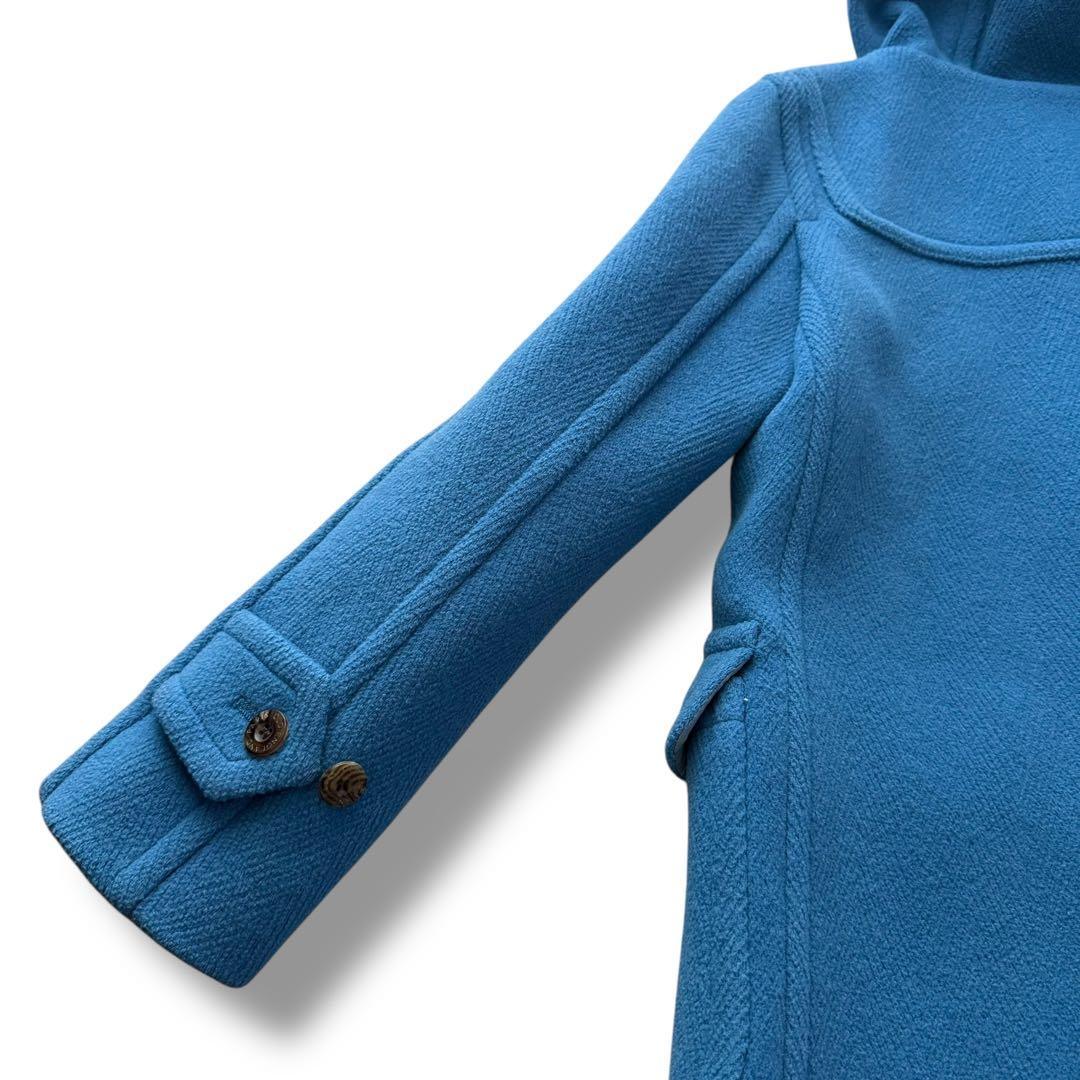 美品 OLD ENGLAND ヘリンボーン生地ダッフルコート ブルー