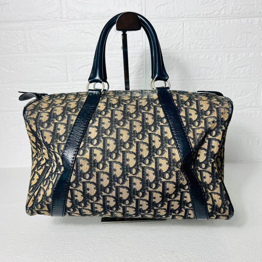 【人気】Chistian Dior ミニボストンバッグ　トロッター　ネイビー