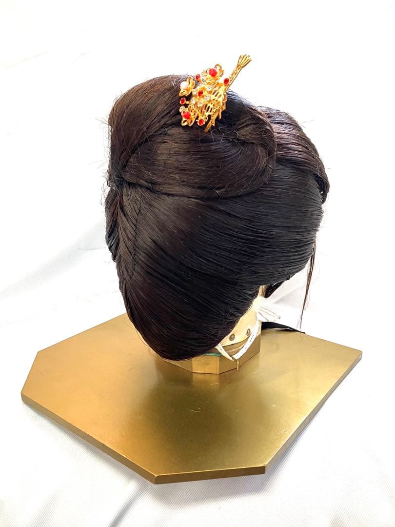 夜会巻き(自然色)中大サイズ、中古舞踊かつら、日本髪かつら、大衆演劇かつら