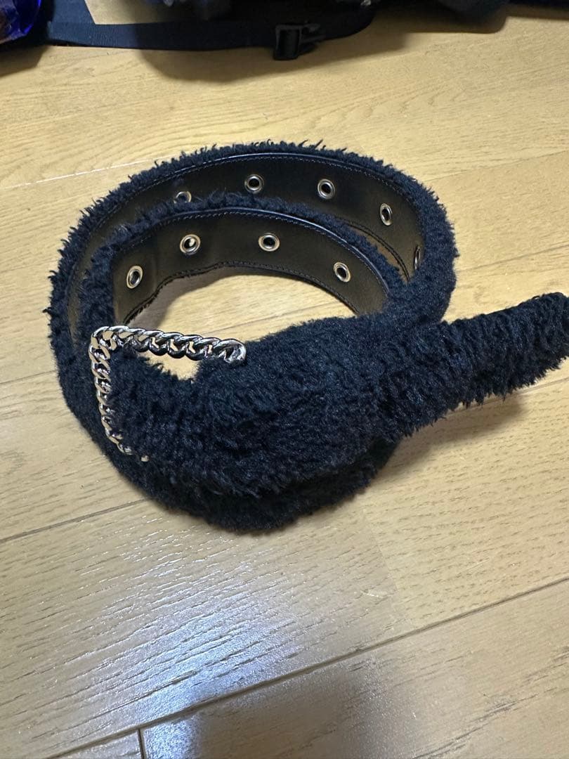 AFB afb ブラック　黒　fur belt ファー ベルト