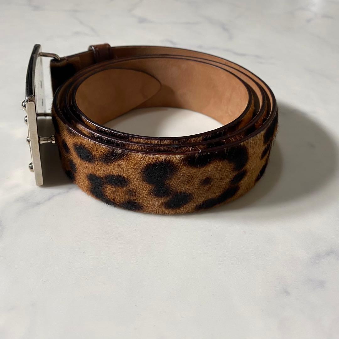 【美品】ドルチェアンドガッバーナ　ベルト　レオパード　プレート　台座　イタリア製