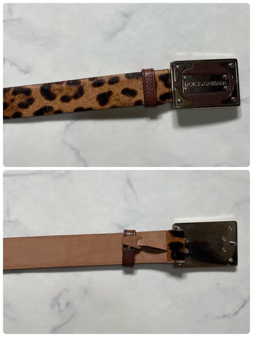 【美品】ドルチェアンドガッバーナ　ベルト　レオパード　プレート　台座　イタリア製
