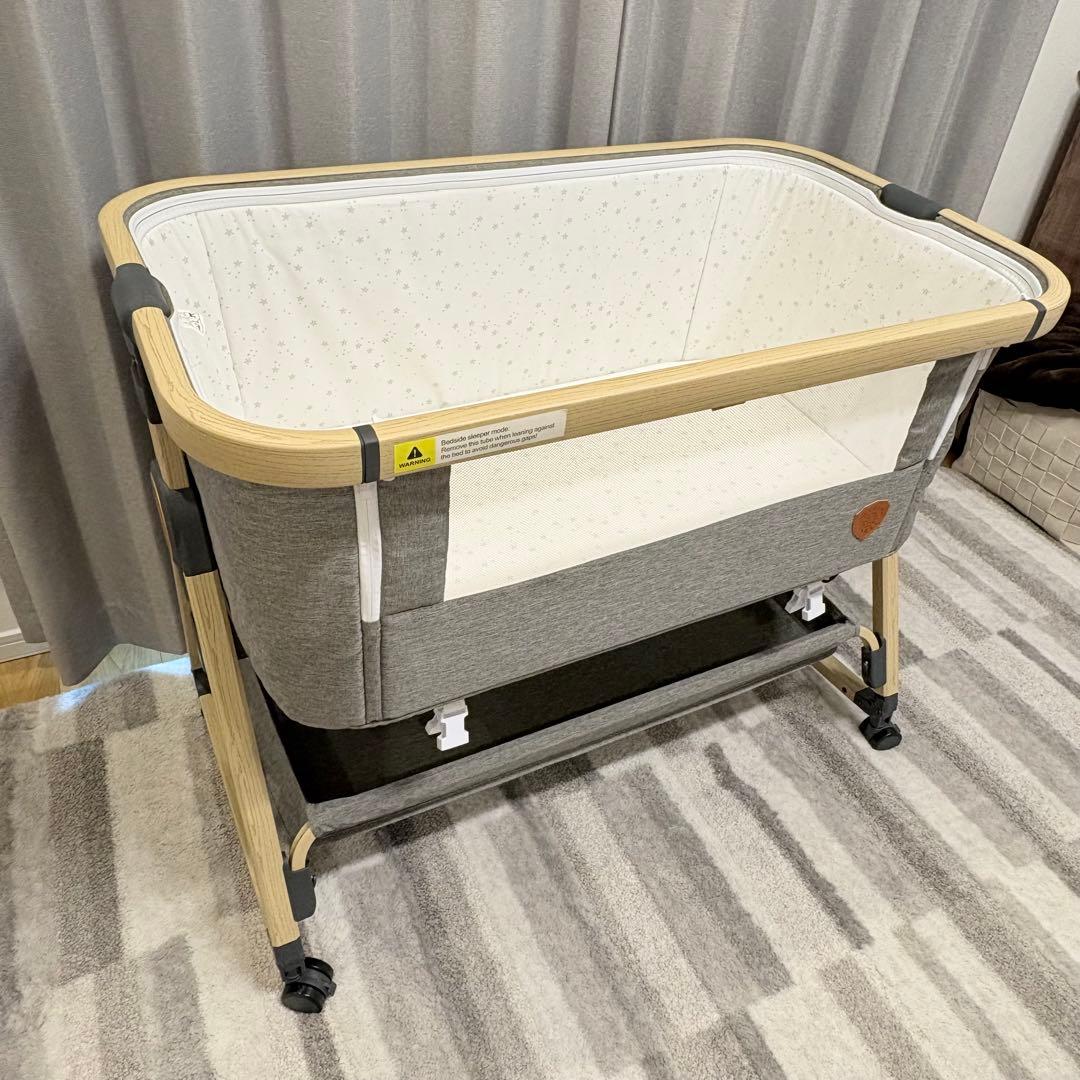 折りたたみ　ベビーベッド　HZDMJ グレー