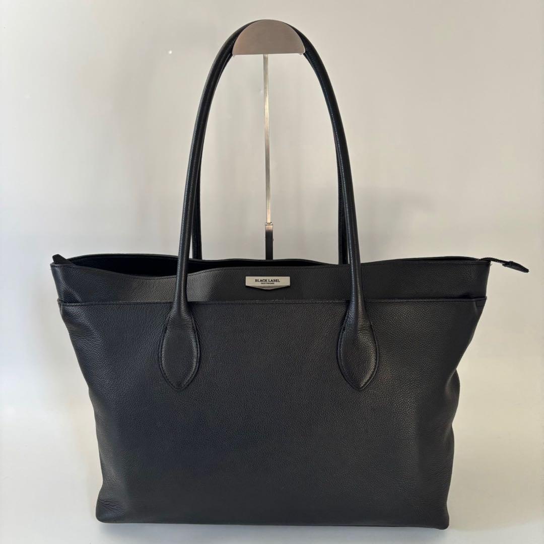 ✨ブラックレーベルクレストブリッジ✨トートバッグ ロゴ レザー ブラック 大型