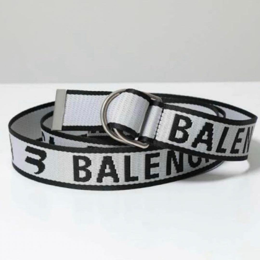 BALENCIAGAロゴ Dリングベルト ホワイト/ブラック