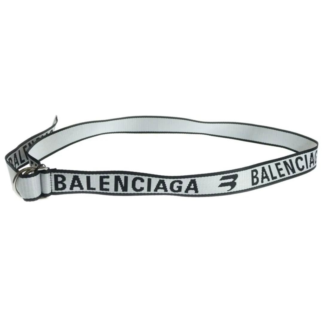 BALENCIAGAロゴ Dリングベルト ホワイト/ブラック