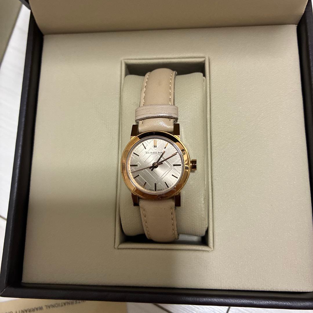 バーバリーピンクゴールドベージュレザーストラップ ウォッチレディースBU9210