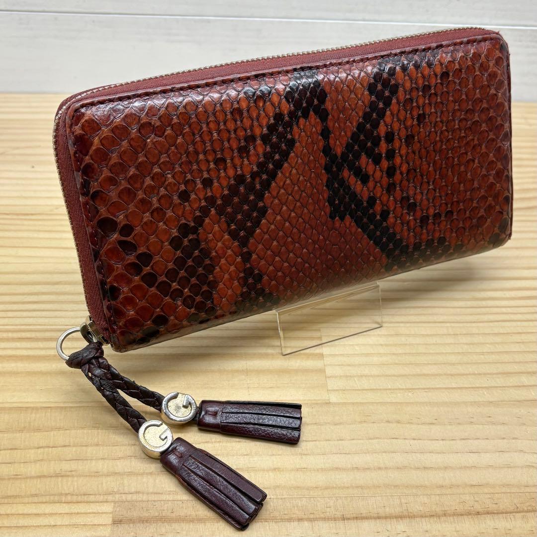 GUCCI グッチ　長財布　ラウンドファスナー　パイソン