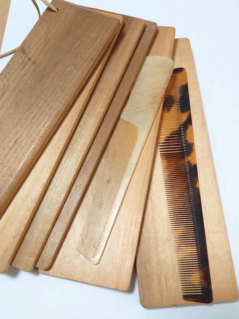 理容 美容 床屋 鼈甲 水牛 挟み板 高級ヘアコームセット べっ甲