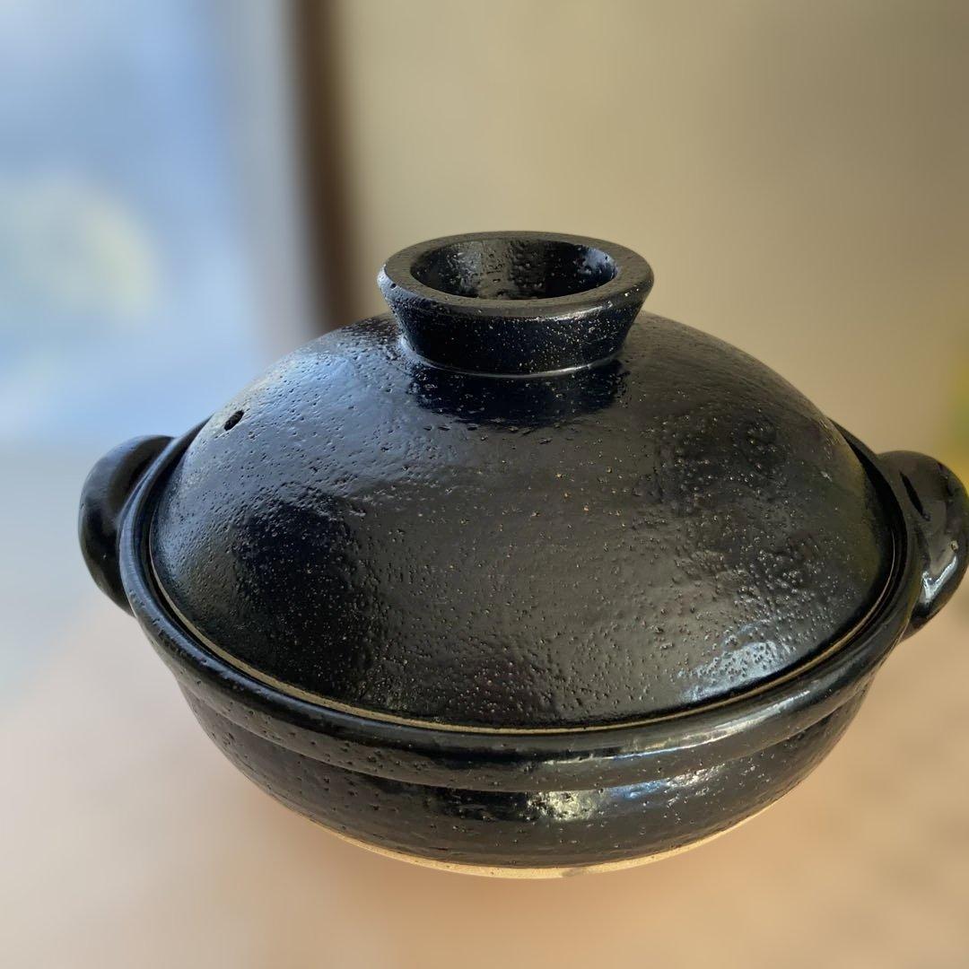 長谷園ヘルシー蒸し鍋　土鍋黒　さくらんぼ