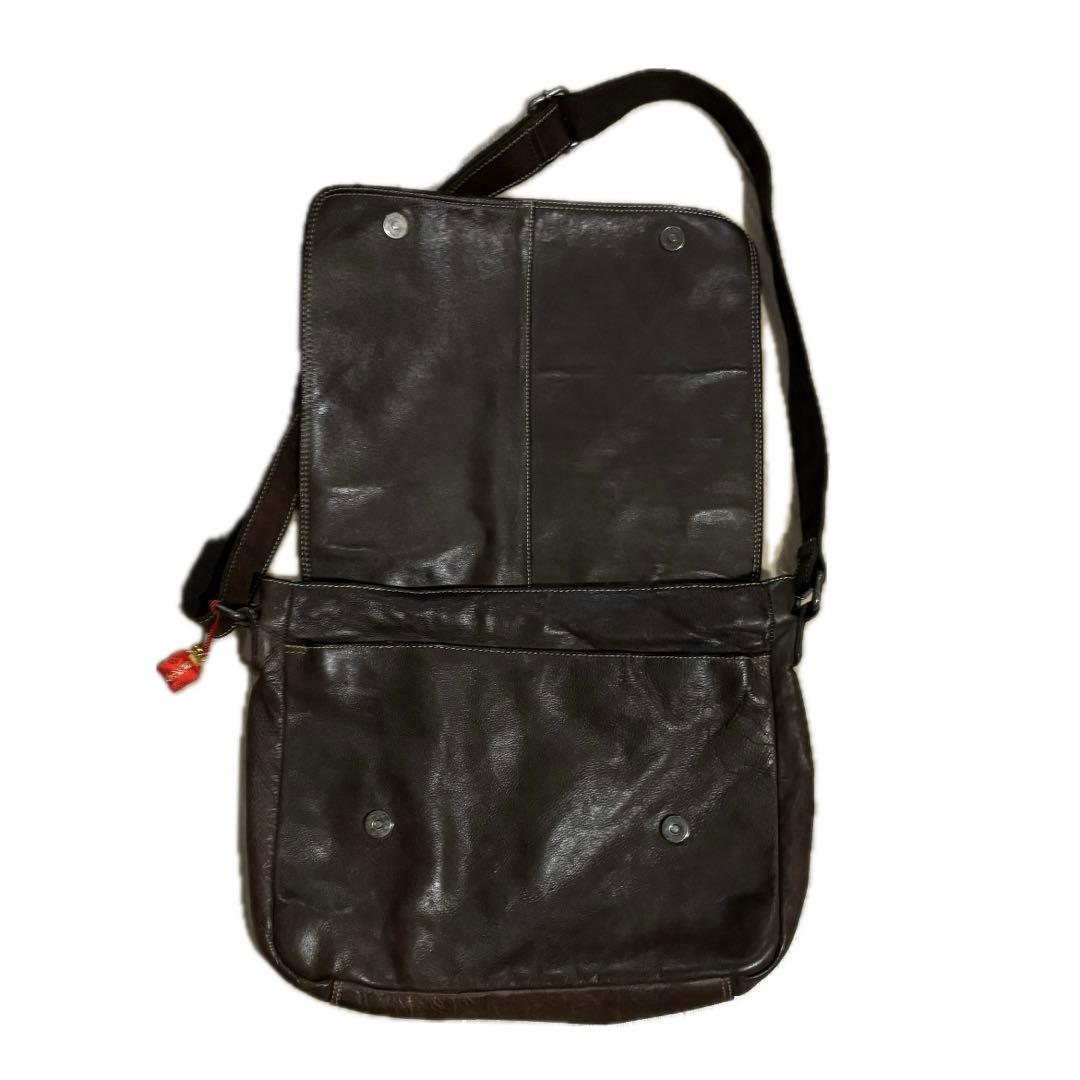 リアルレザー　メッセンジャーバッグ　ブラウン　ワンショルダー　y2k 00s