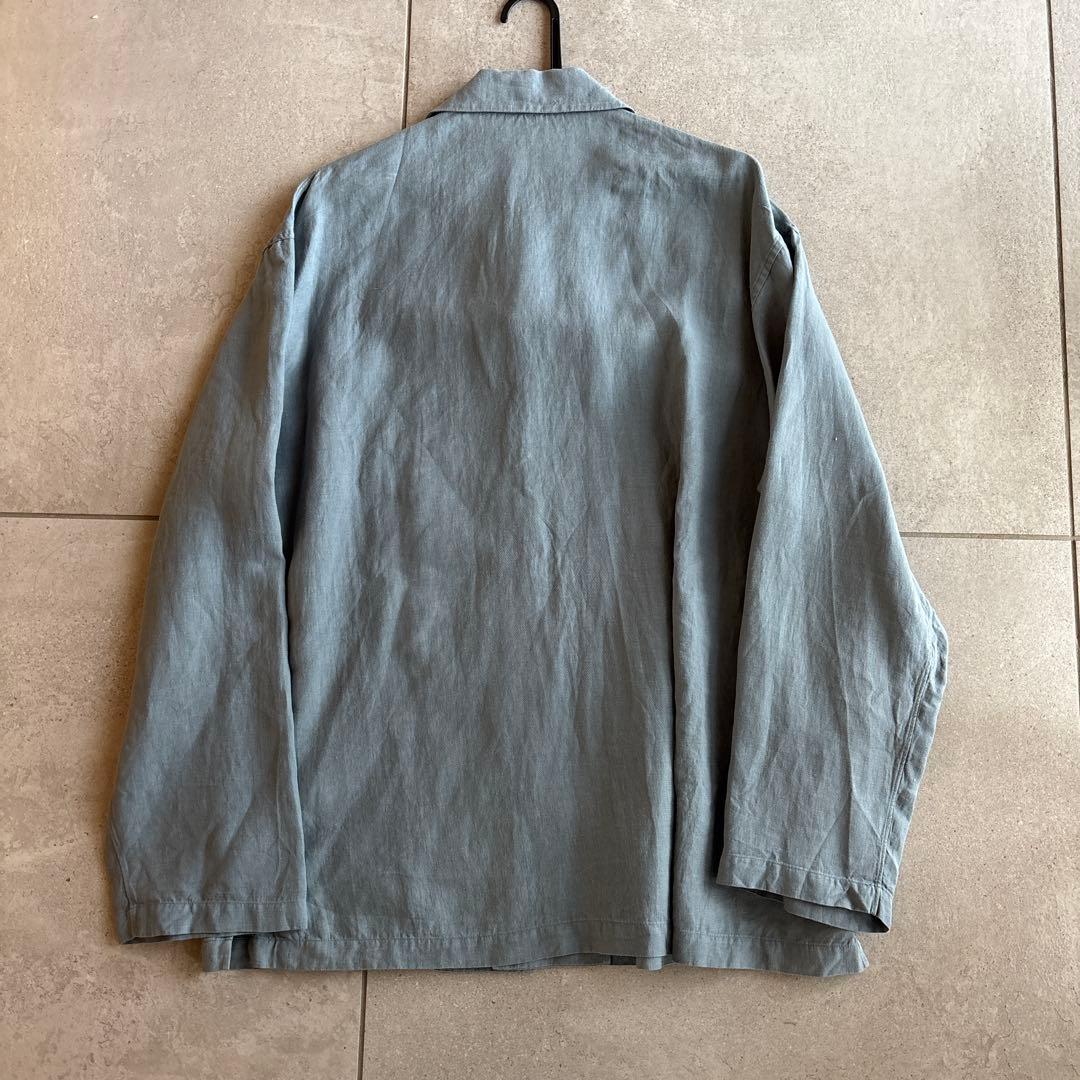 美品AURALEEリネンシャツオーラリー春物SSライトブルー