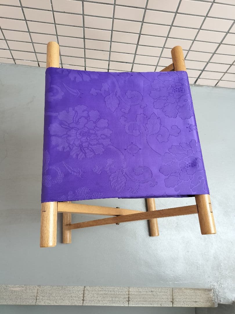 角太足胡床（床几）2ヶ 白木紫布