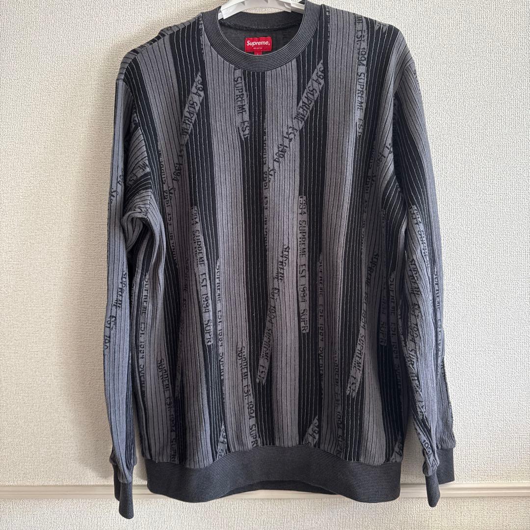 supreme Textured Stripe Crewneck セーター L