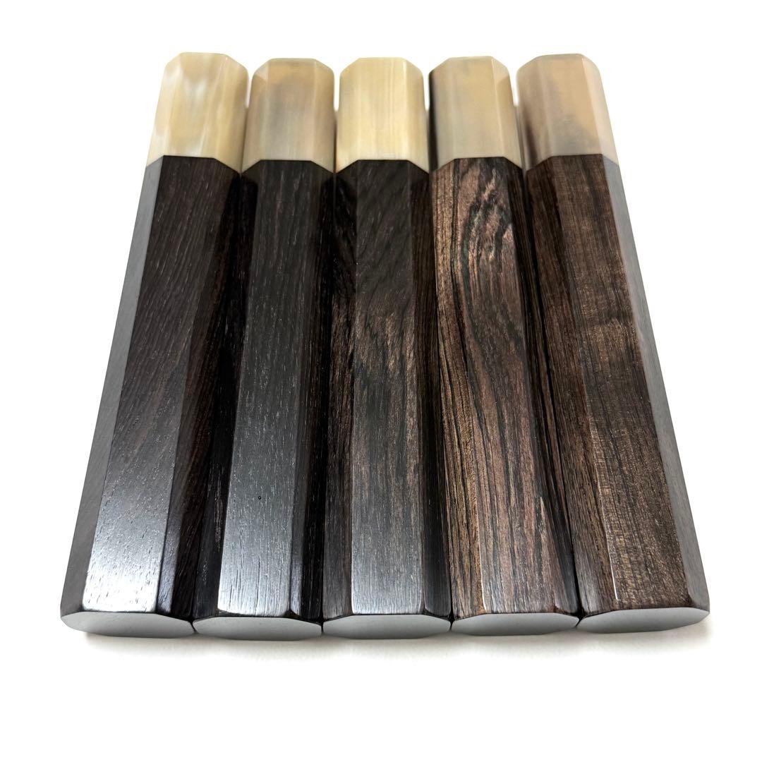 5本セット 白水牛角 柳刃300 黒檀八角柄 柳刃尺 手作り 包丁の柄