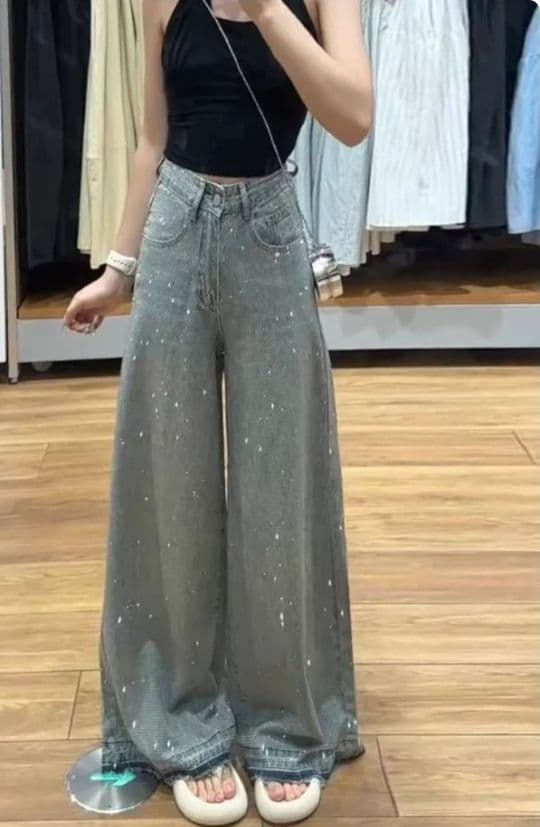 【完売品・激レア】1618 韓国Y2K ストーン付きルーズデニム Mサイズ