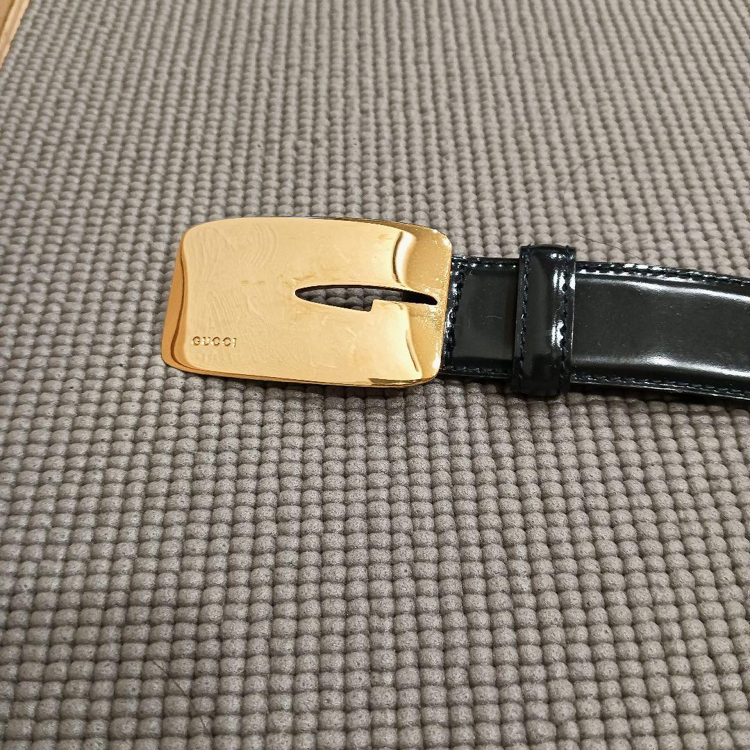 GUCCI 黒 ベルト ゴールドバックル 75cm