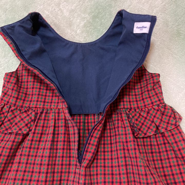 ファミリア 110 ジャンパースカート ワンピース チェック　定番　赤　人気
