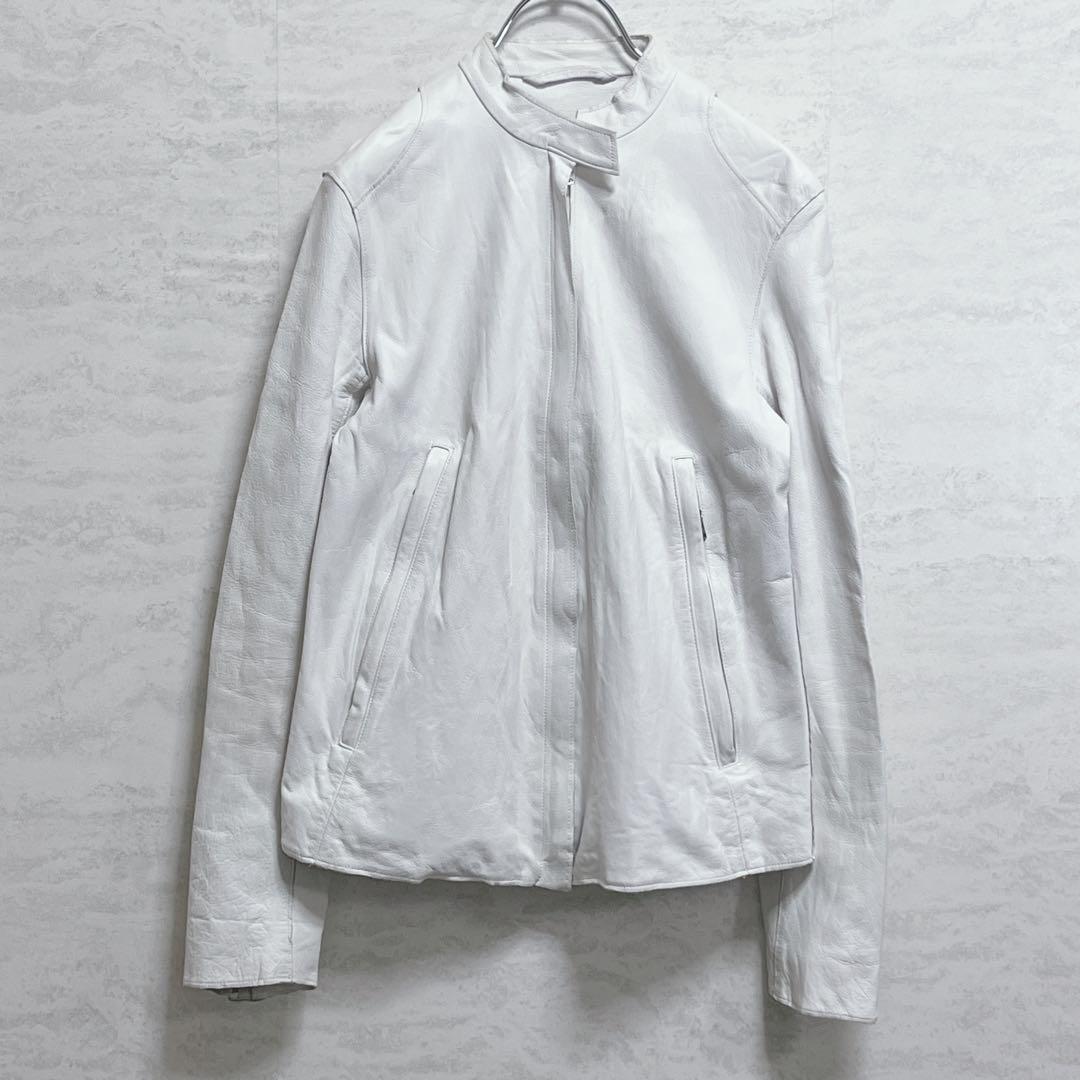 『SiSii シシ』ライダースジャケット/牛革/シングル/ホワイト/ダブルジップ