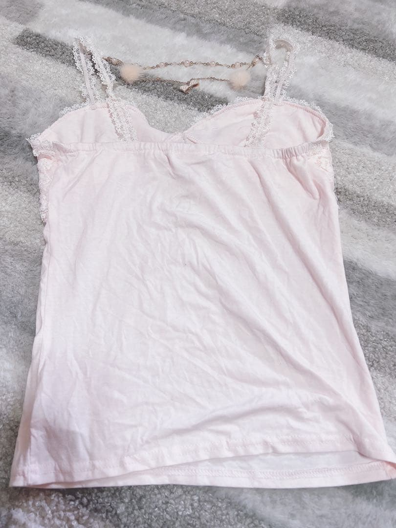 LIZLISA リボンチャーム付き キャミソール 薄ピンク