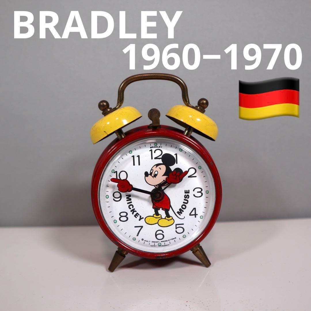 【動作OK】BRADLEYその① 1960～70年ミッキー ゼンマイ目覚まし時計