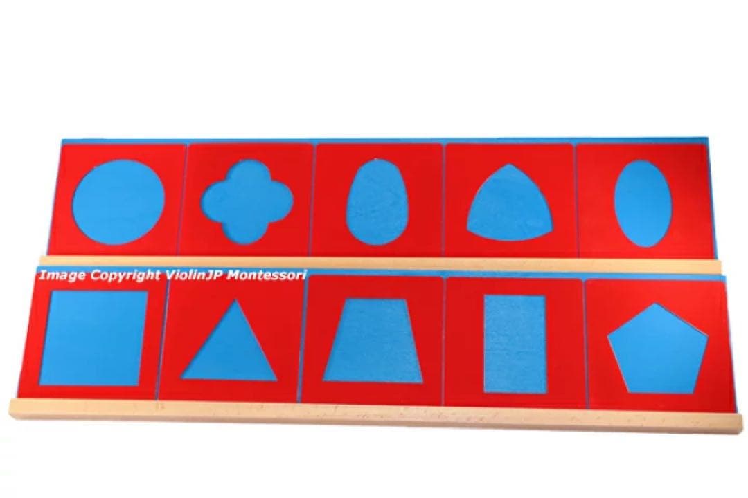 モンテッソーリ　知育玩具 メタルインセッツ　木製台付き　幾何図形パズル