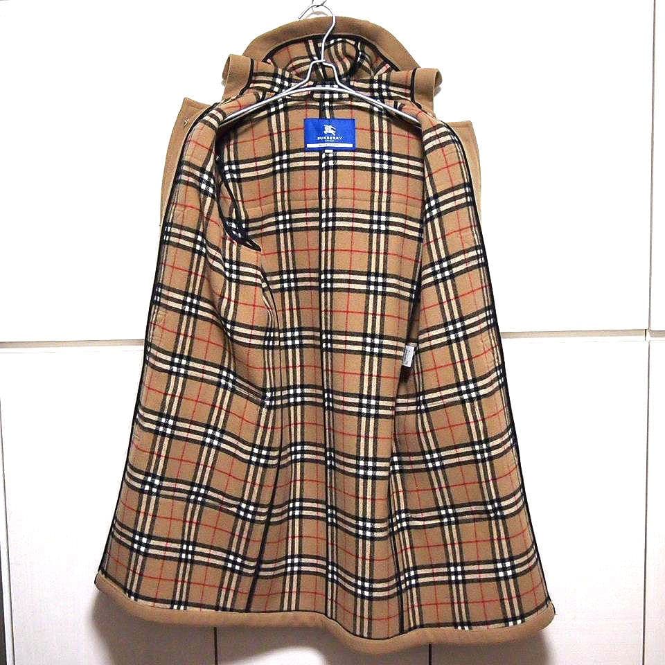【美品★38】バーバリー ブルーレーベル　ノバチェック　ダッフルコート　キャメル