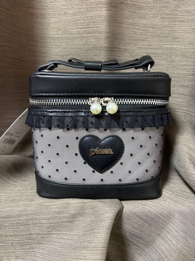 pium ハートドットチュールバニティ ブラック×ピンク