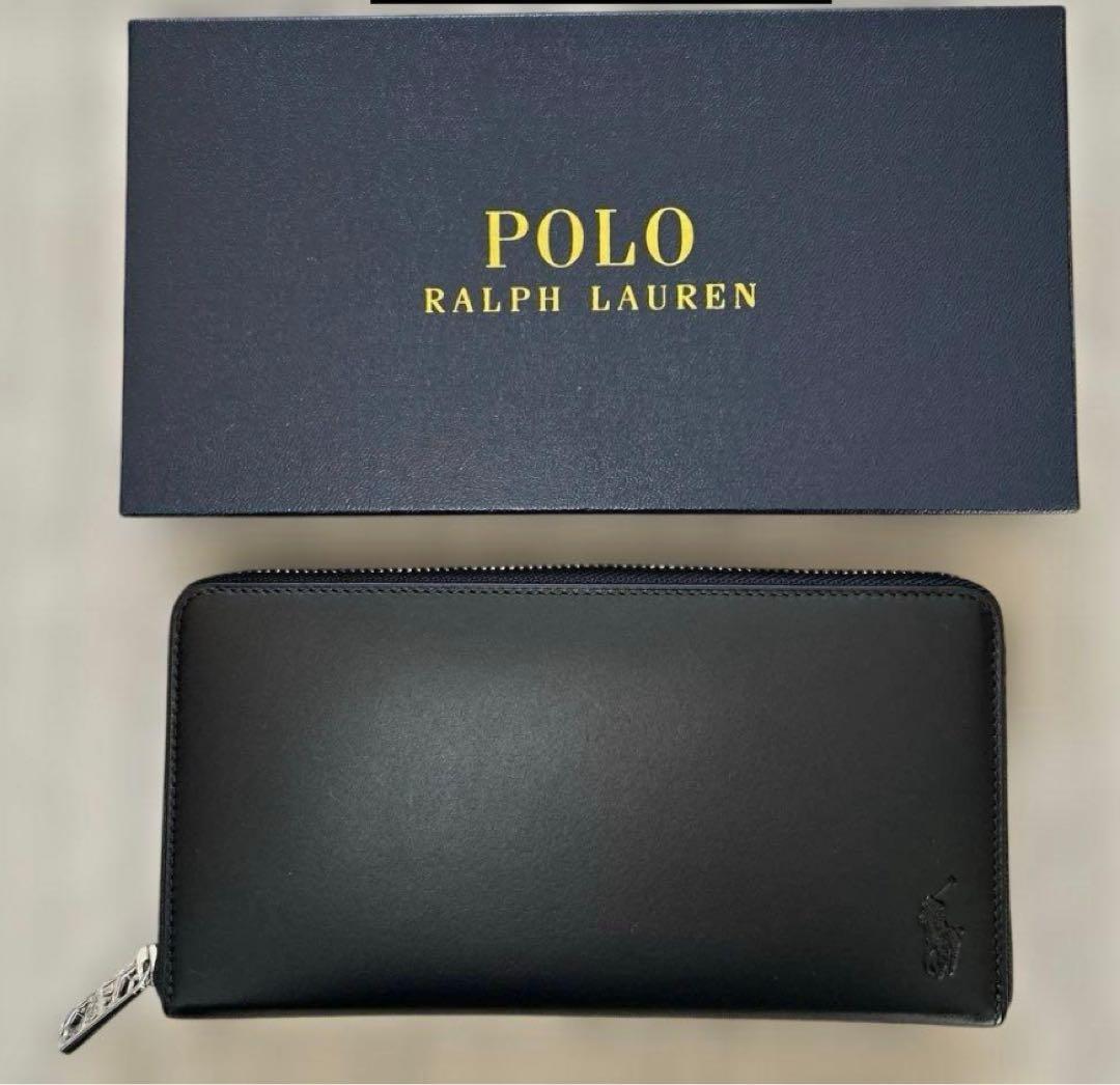 新品未使用ラルフローレン Polo 長財布 ブラック　カーフレザー
