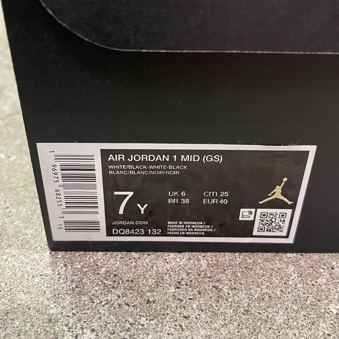 Nike GS Air Jordan 1 Mid White/Black 25㎝