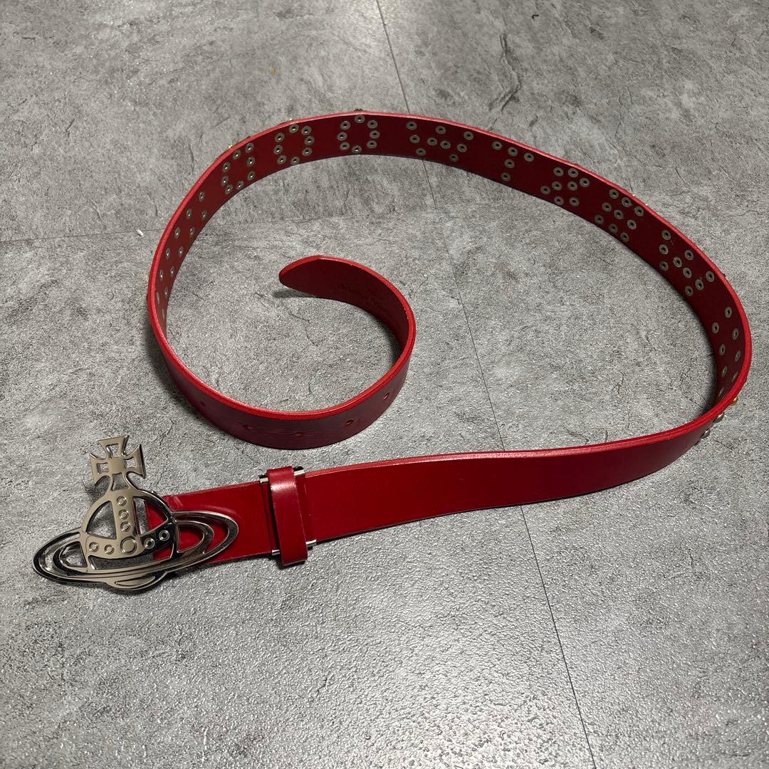 WESTWOOD 赤 スタッズ ベルト