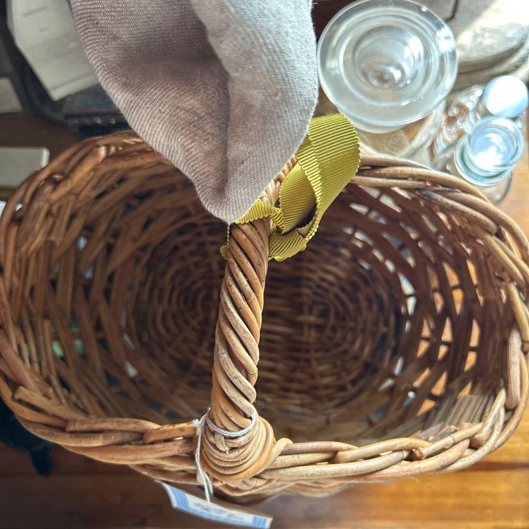 poritorie マーガレット刺繍 リネンカバー かご バスケット