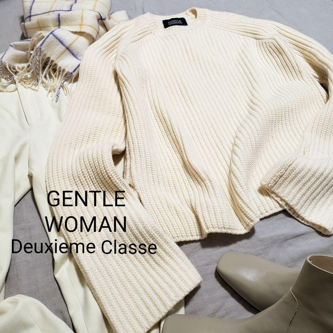 GENTLE WOMAN 畦編みオーバーサイズニット オフホワイト