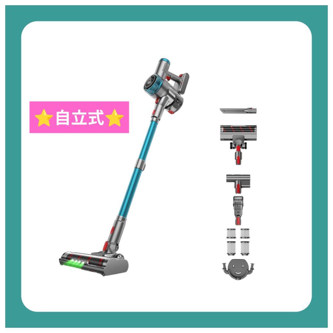 掃除機 コードレス 強力吸引 自立式ブラシ ダニ除去ブラシ付き 60分連続稼働