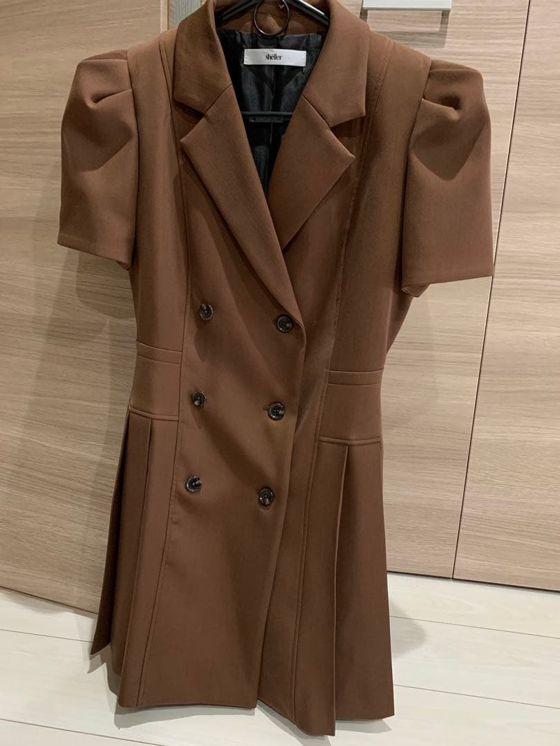 shëller シェリエブラウン ダブルブレスト ミニワンピース