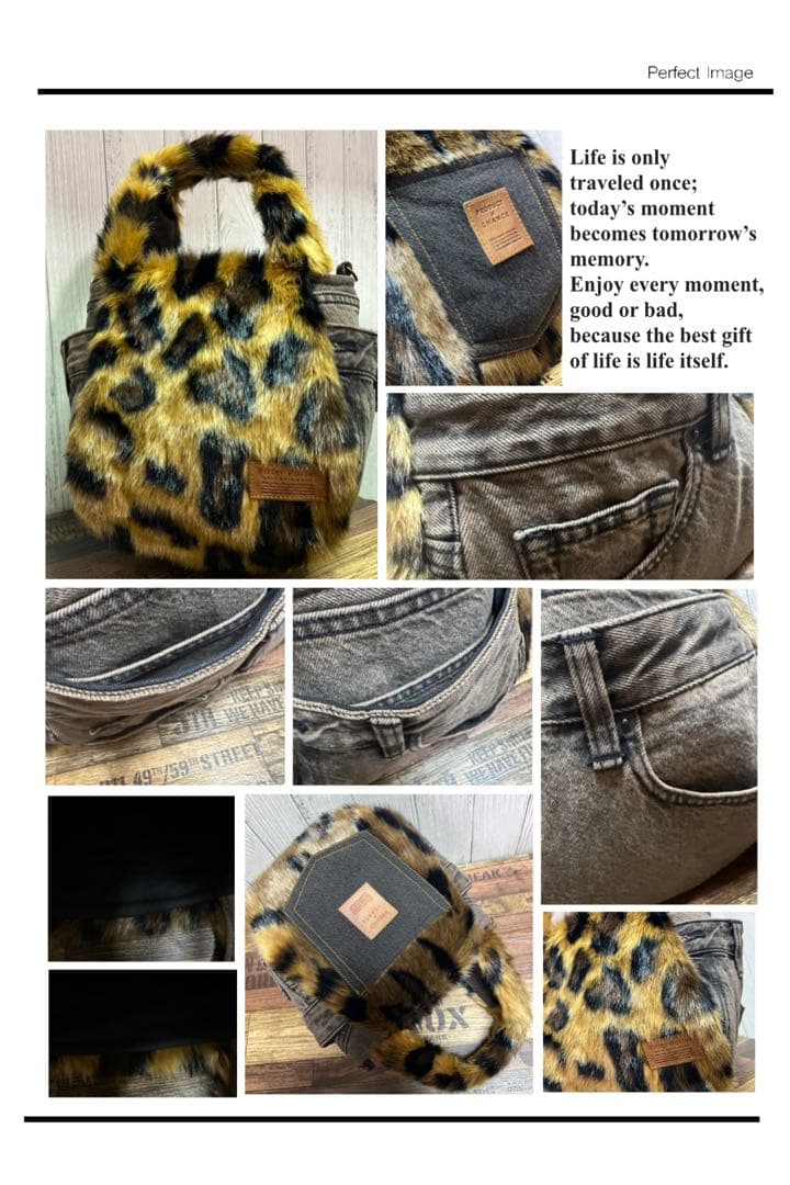 ♾専用♾ ふんわりミニトートバッグ▸︎▹︎デニムリメイク レオパ▸︎▹︎ハンドメイド