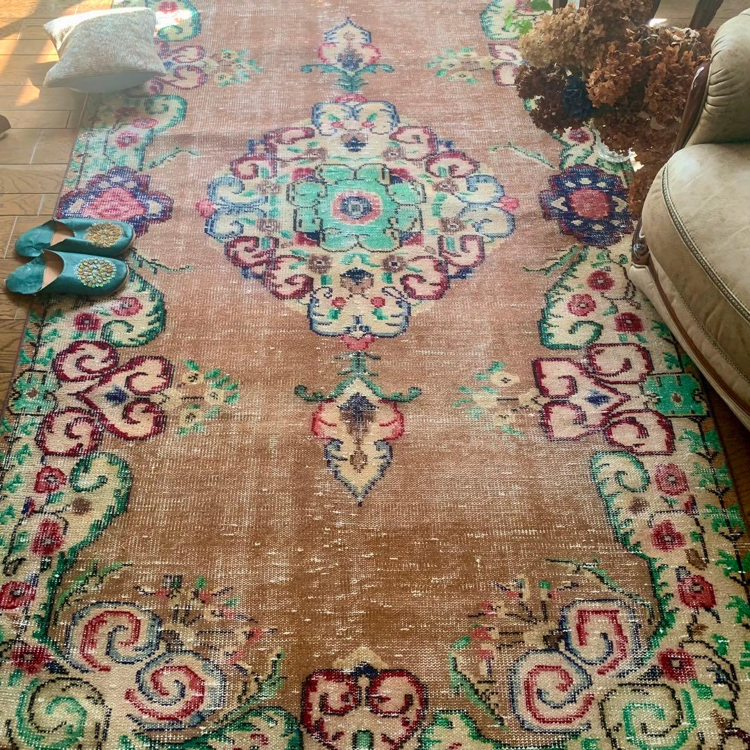 nyao様 超大判　271×140 超レア　トルコヴィンテージラグ　テラコッタ