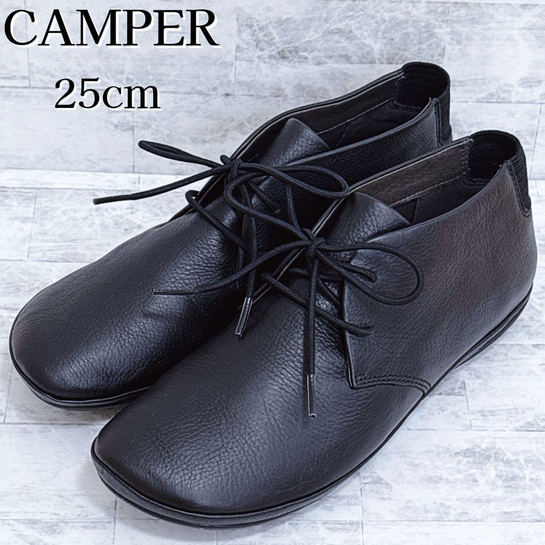 極美品✨カンペール ライトニナ 40 25cm 黒 シボ革 レースアップ ブーツ