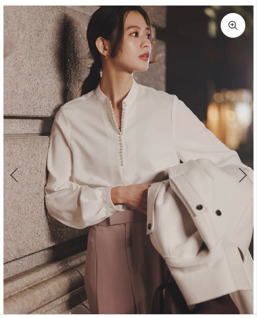 anuans♡パールトリムブラウス