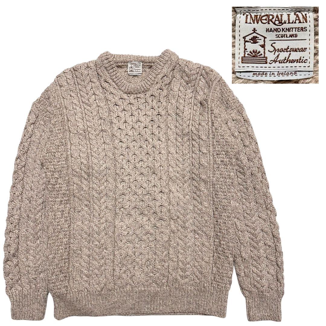 【美品】アイルランド製　インバーアラン　ケーブル網　ニット　サイズS