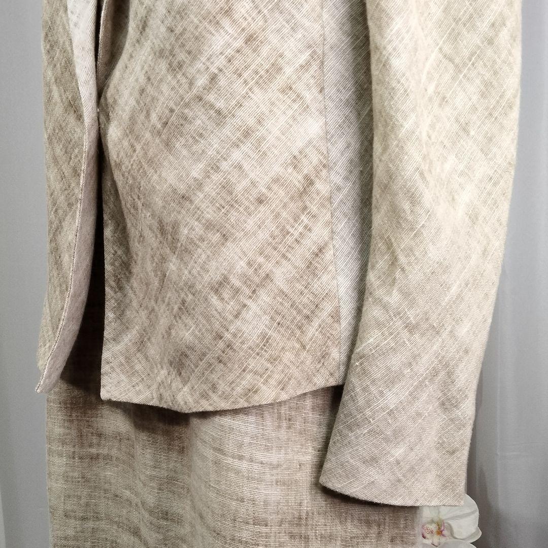 【美品】ヨシエイナバ　40 茶系　リネン100%　スーツ