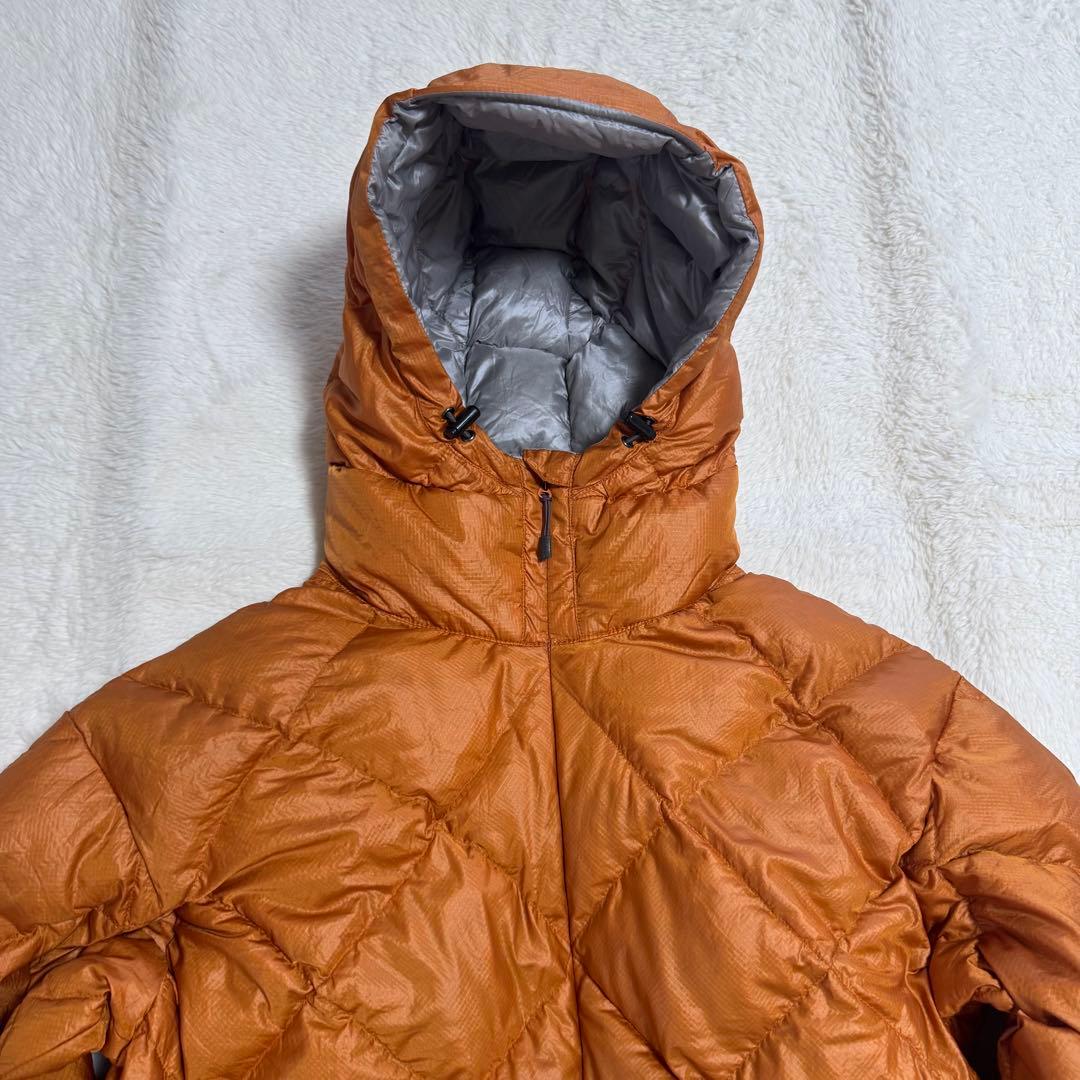 美品モンベル800FPライトアルパインダウンパーカM橙ダイヤキルティング