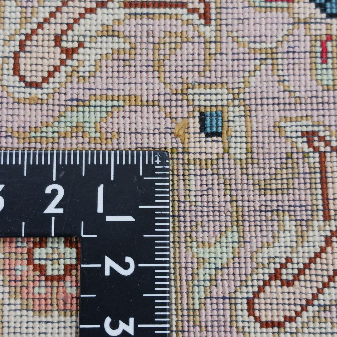 Y3196 高級ペルシャ クム産 工房サイン シルク100% 手織100万ノット