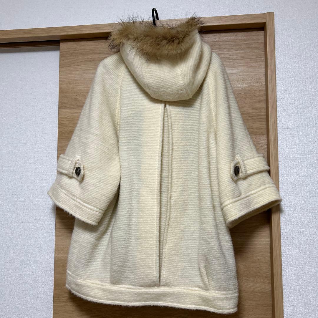 バーバリーブルーレーベル　モヘア　コート　ノバチェック　ファー付き　38