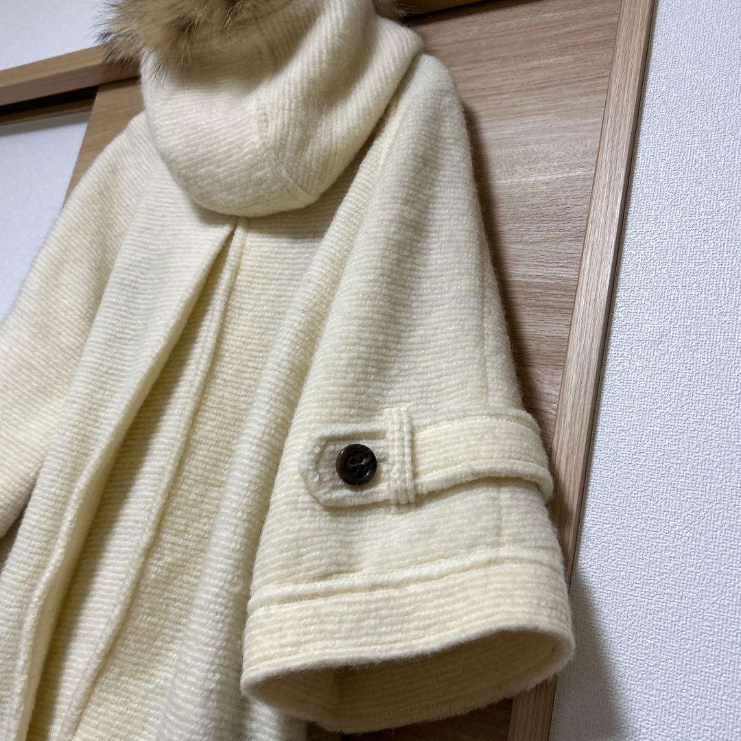 バーバリーブルーレーベル　モヘア　コート　ノバチェック　ファー付き　38