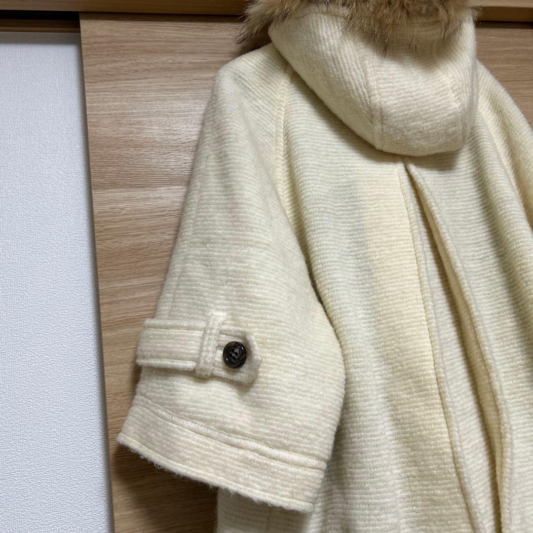 バーバリーブルーレーベル　モヘア　コート　ノバチェック　ファー付き　38