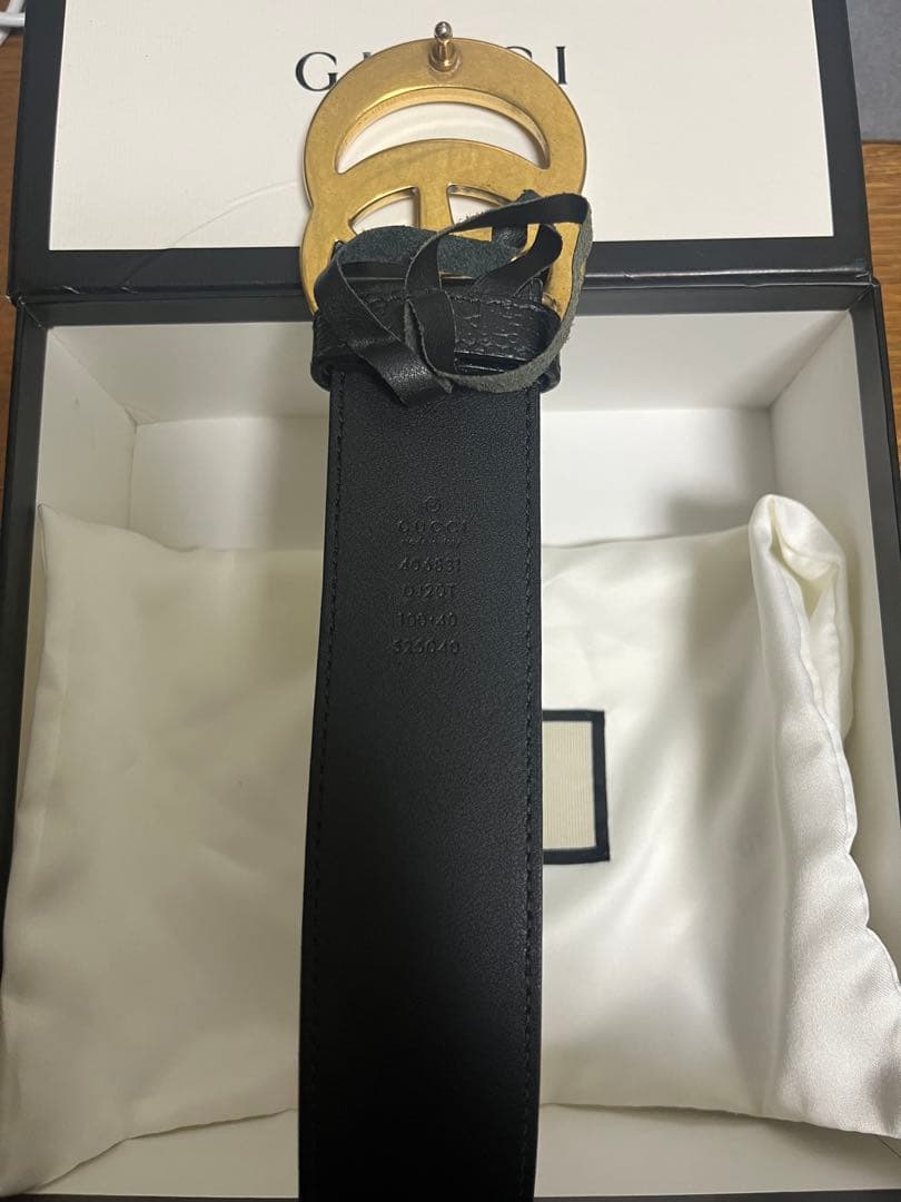 GUCCI GGバックル レザーベルト ブラック 100•40箱付き 正規品