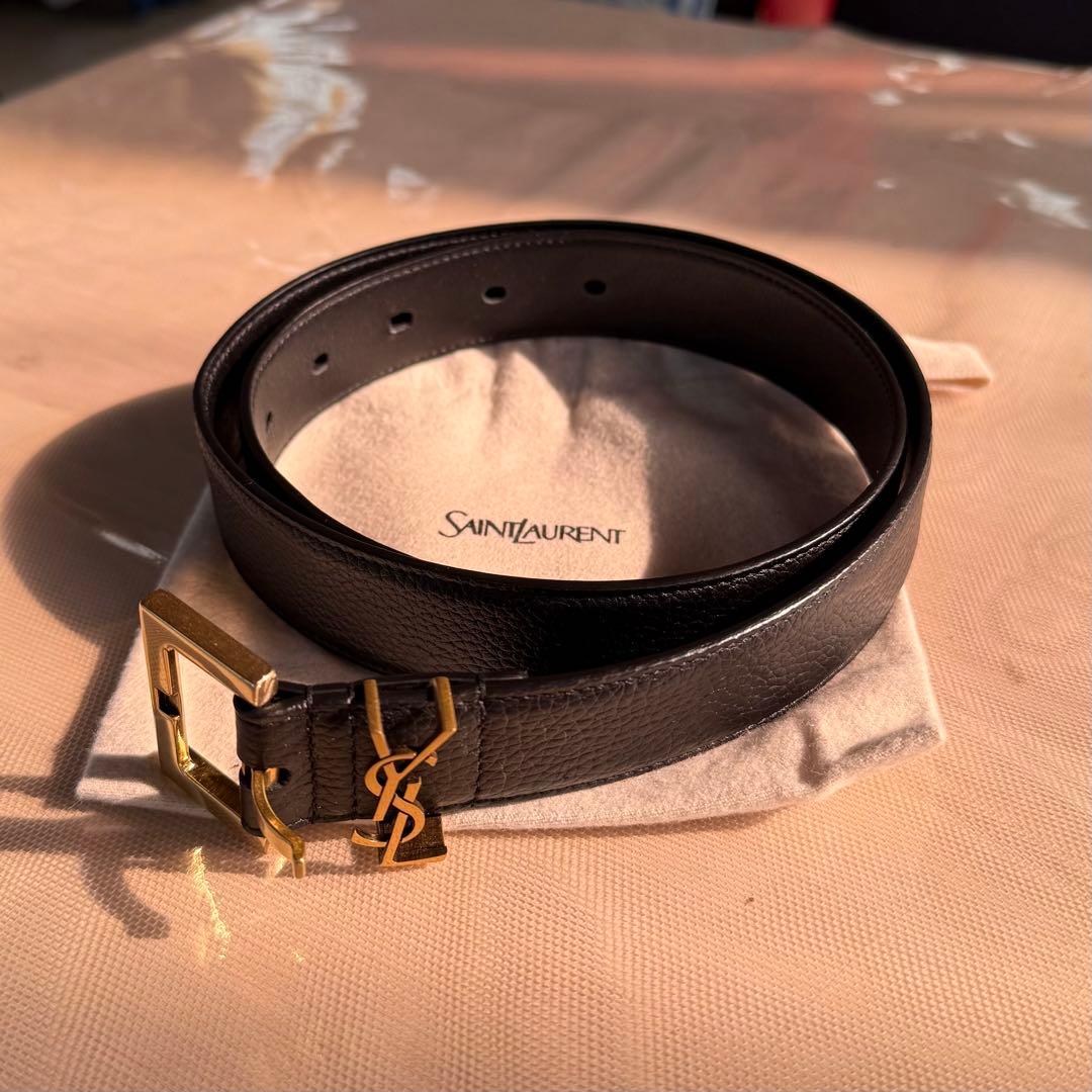 YSL SAINT LAURENT ブラックレザーベルト 新品